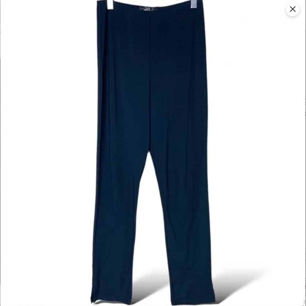 Sympli Navy Blue Stretch Jersey Knit Slinky Straight Leg Pull On Pants US Sz 8